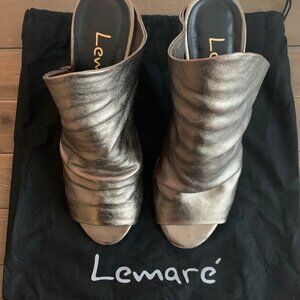 Lemare' Gold Leather Italian Made Shoes - 3" heel ~ SZ 39